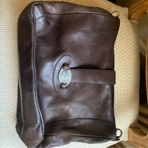 Chocolate brown leather Furla shoulder bag.